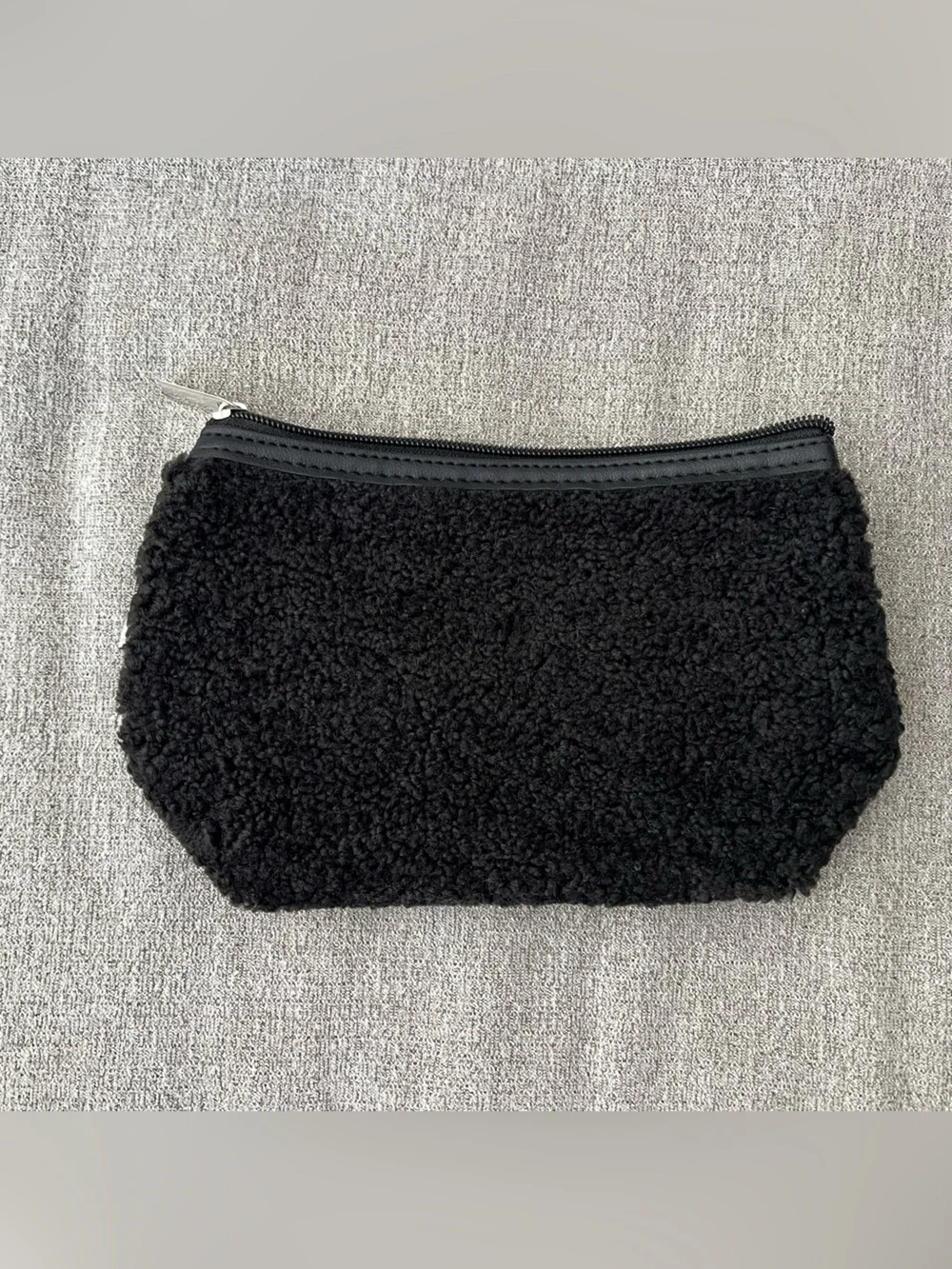 Black Sherpa Zip Pouch Neiman Marcus Small Travel Pouch Cosmetic Bag